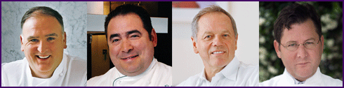 'Four Chefs'— starring José Andrés (Bazaar, Los Angeles), Emeril Lagasse (Emeril's, New Orleans), Wolfgang Puck (Spago, Los Angeles) and Charlie Trotter (formerly Charlie Trotter's, Chicago)